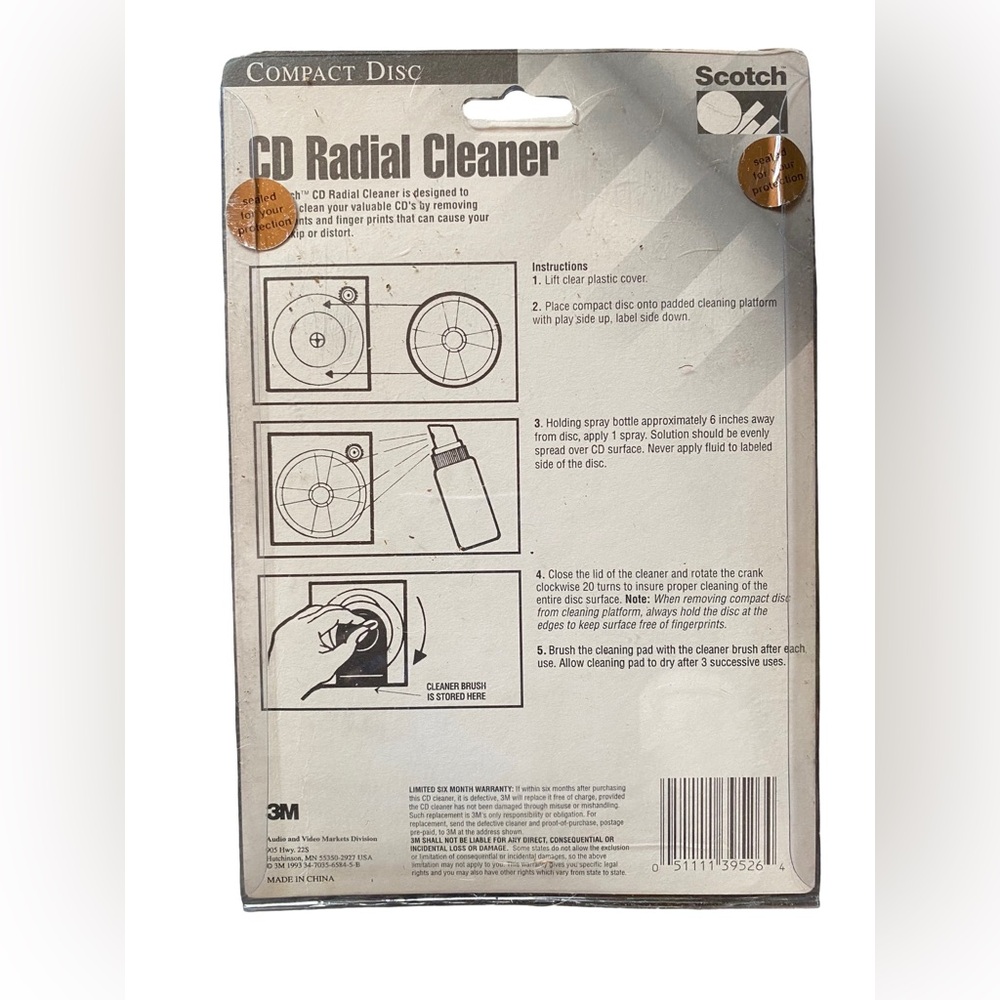 Scotch 3M CD Radial Cleaning System And Cleaning Solution Includes Pad *NEW* - Picture 2 of 2